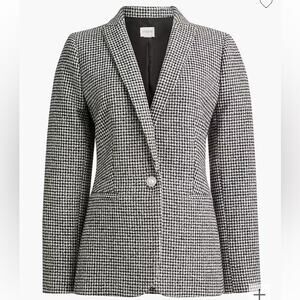 J.CREW Sparkle Houndstooth One Button Blazer Black White Chic Fancy Size 0 NEW